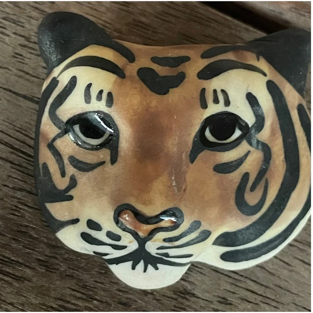 Carol Halmy Porcelain Tiger Brooch/Pin